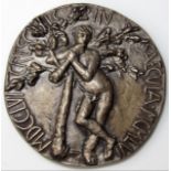 GIACOMO MANZU [1908-91]. Mozart, 1956. silver, double-sided relief. 5.3 cm high. in original case [