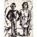 JOSEF HERMAN R.A. [1911-2000]. Mother and Son, c. 1989. ink drawing. 25 x 20 cm [unframed].
