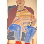 JOHN EMANUEL [b.1930]. Seated Man. watercolour on paper. Signed. 55 x 38 cm, unframed. Provenance: