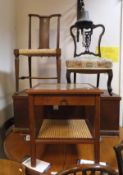 A stained pine lift-top box, a Victorian mahogany low salon chair with plush over stuffed seat,