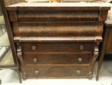 A Victorian mahogany Scotch type chest of five drawers