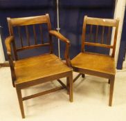 A set of six (5 + 1) mahogany dining chairs with slat backs on stretchered bases