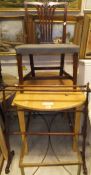 A drop leaf rubber wood dining table, mahogany towel rack,
