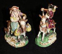 A pair of 19th Century Staffordshire hollow bottom pottery figures of The Welsh Tailor and His Wife