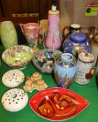 A collection of mainly 20th Century English pottery including two Maling bowls,