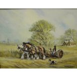 CYRIL DICKINS "Pulling the plough", oil on canvas, signed lower right,