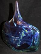 A Medina glass "fish" vase with central coloured section, indistinctly signed and dated,