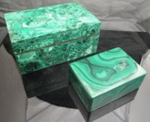 Two malachite boxes of rectangular form,