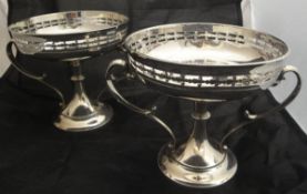 A pair of George V silver pierced bonbon dishes,