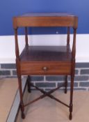 A late Regency mahogany square wash-stand with turned supports,