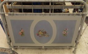 A Victorian cast iron and brass bedstead with painted floral decoration CONDITION REPORTS
