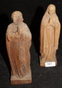 A DAPRE "The Virgin Mary", carved wooden sculpture, signed and dated 1944,