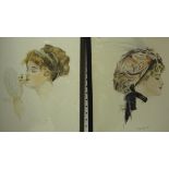 WINKLE (MURIEL DUCOTE) AFTER NASH (PEGGY) "Head studies", a pair of watercolours,