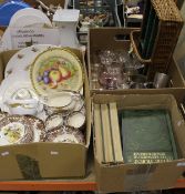 A box of assorted china wares to include Paisley Game Series dinner wares,