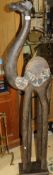 A carved wooden camel figure