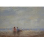 M CLARKE "Figures on beach", pastel, signed lower right together with AFTER A KELLY "Towards St.