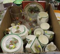 WITHDRAWN A collection of hunt related glass and china ware including Copeland Spode tea wares,