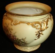 A Royal Worcester blush ware vase with floral spray decoration,