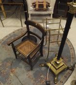 A 19th Century style brass and glass three tier etagere on castors together with a mahogany child's