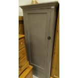 A mushroom painted single door cupboard CONDITION REPORTS Cupboard has been cut at