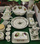 A collection of Portmeirion Pottery, including "Pomona" and "Botanic Garden", including clock,