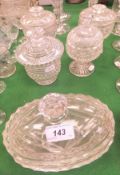 A collection of five various 19th Century and later cut glass sweetmeat dishes and covers,