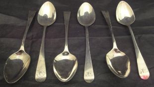 A set of six George IV silver teaspoons (by Tom Dicks, London,