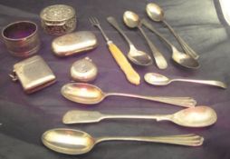 A collection of silver and plated wares to include a silver sovereign case, a plated sovereign case,