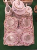 A Richard Ginori ribbon and scrolling floral decorated coffee set of four place settings on tray