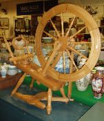 A modern beech spinning wheel by Crowdys CONDITION REPORTS No cards or anything with