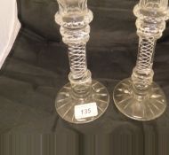A pair of early 20th Century cut glass air twist candlesticks CONDITION REPORTS Both