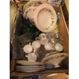 A box containing assorted Royal Doulton "Larchmont" dinner wares, together with various mugs, vases,