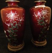 A pair of Japanese cloisonne vases,