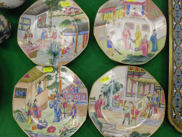 A collection of early 19th Century Chinese famille-rose porcelain wares including four octagonal - Image 9 of 20