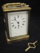 A circa 1900 French brass cased carriage clock
