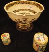 A Meiji Period Japanese Satsuma ware bowl with shaped rim,
