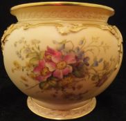 A Royal Worcester blush ware vase with floral spray decoration,