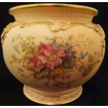 A Royal Worcester blush ware vase with floral spray decoration,