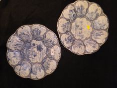 A pair of Dutch Delft chargers of lobed form,