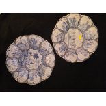 A pair of Dutch Delft chargers of lobed form,