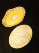 A 19th Century Wedgwood cream ware leaf design oval dish and an early 19th Century Derby yellow