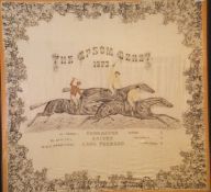 A 19th Century printed silk scarf decoration of "The Epsom Derby" 1873