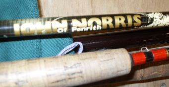 A collection of four assorted fishing rods to include a Norris fly rod,