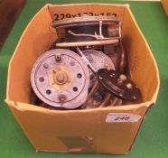 A collection of eight assorted fishing reels to include examples by Grice & Young "Jecta", Gyrex,