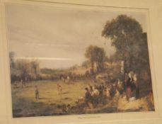 AFTER FRANCIS HAYMAN "Cricket in the Artillery Ground", colour print,