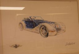 RICHARD O'CONNELL "Morgan Aero 8", watercolour, signed in pencil lower right,