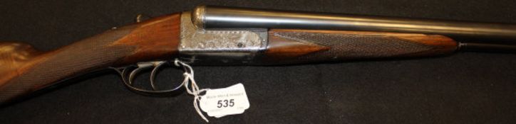 A Webley and Scott 12 bore shotgun, double barrel, side by side box lock ejector,