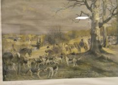 AFTER LIONEL EDWARDS "VWH 1927", hunting scene colour print,