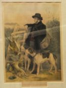 19TH CENTURY SCHOOL "The English Gamekeeper", colour engraving,