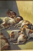 NEIL CAWTHORNE "Resting hounds", oil on canvas,